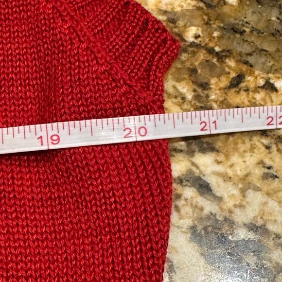 Southern Lady Christmas Angels Zip Front Sweater Vest in Red Cotton Blend Large - Picture 6 of 10